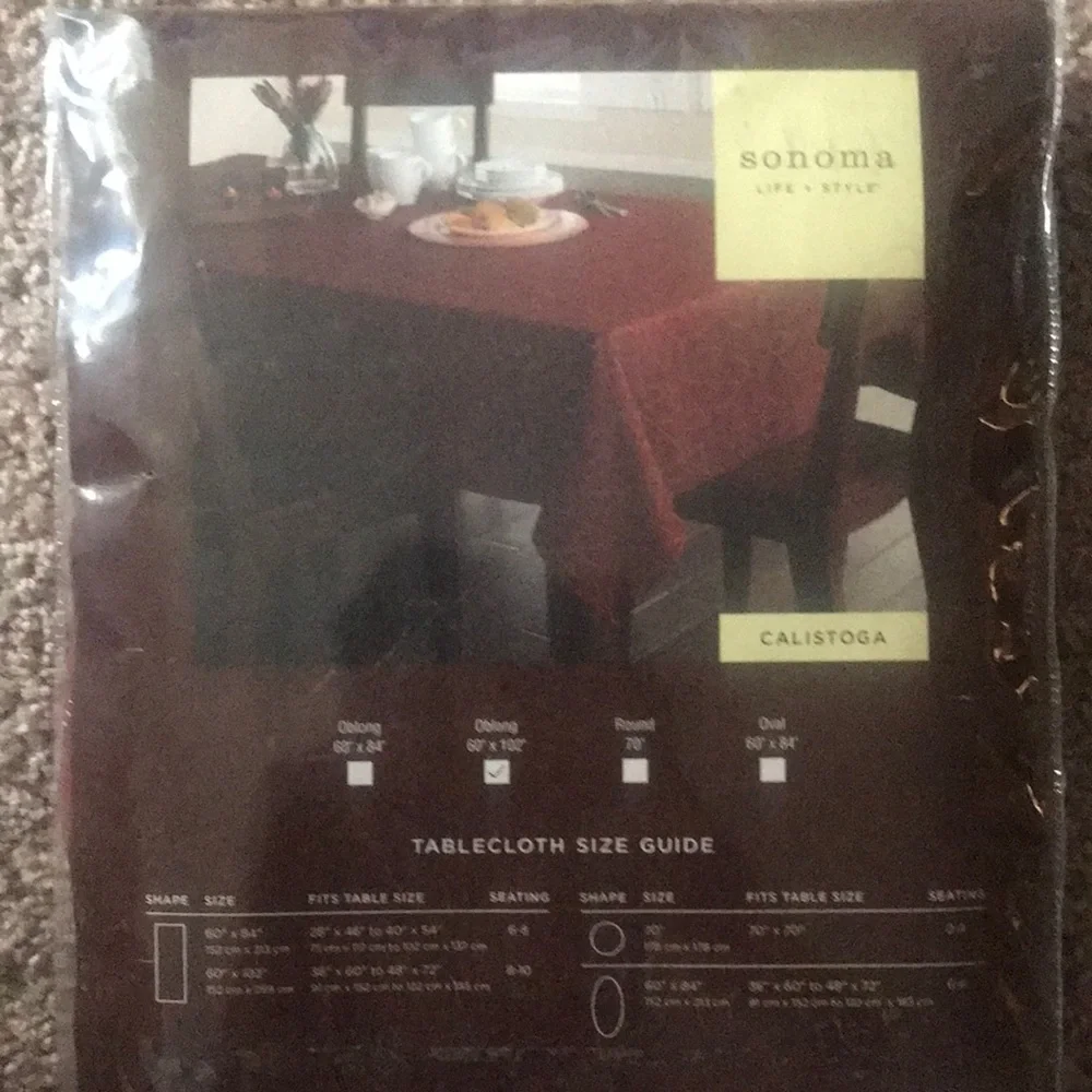 Sonoma Autumn Medley “stitchy leaves” oblong tablecloth 60”x102” NWT